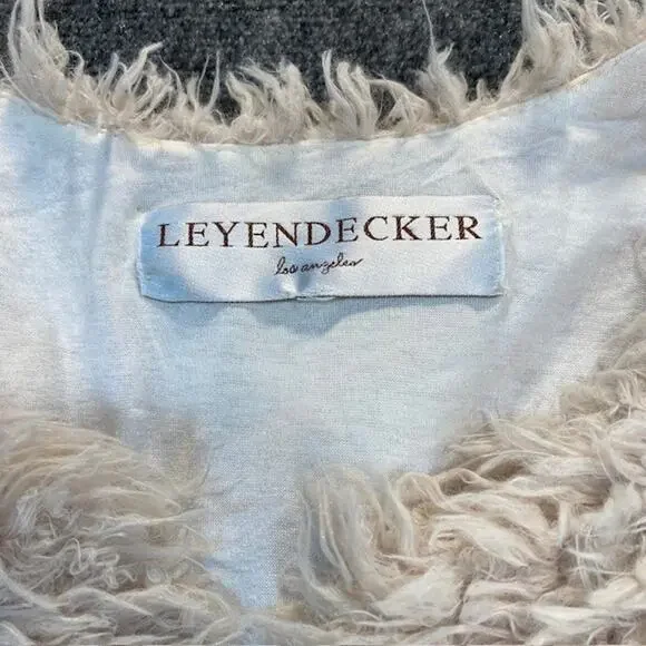 Leyendecker Los Angeles Women Medium Boom Faux Fur Marabou Jacket Ecru Festival